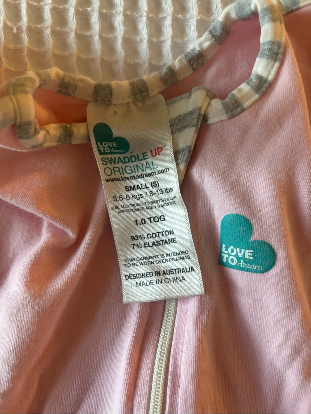 Love to Dream Pink Swaddle Sleep Sack with Plaid Trim